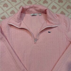 Vineyard Vines Women’s Pink Quarter-Zip Cable Knit Pullover